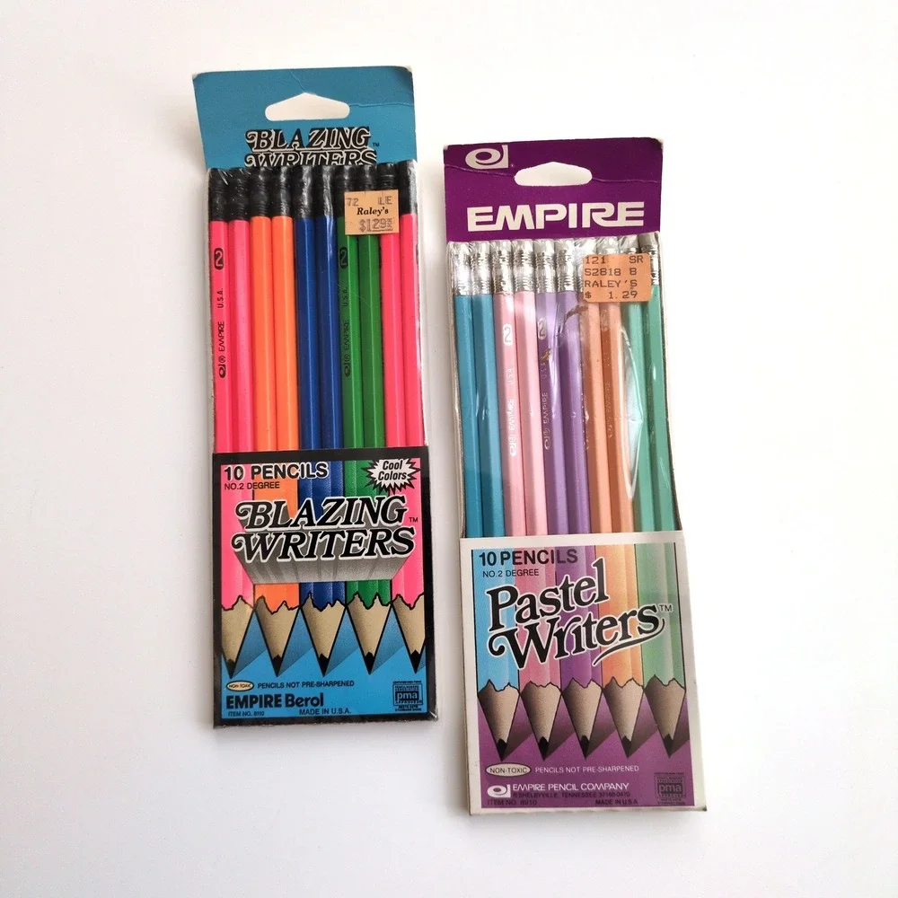 Vtg 80s Empire Berol Pencils Blazing Neon & Pastel 20ct No 2 USA SEALED NOS